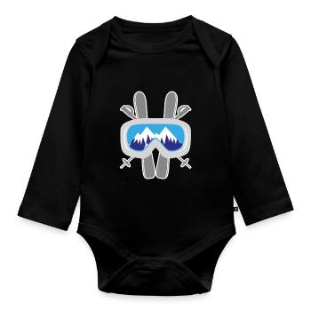 Ski Lunettes de montagne Ski ski cadeau de ski - Body Bébé bio manches longues - noir - Devant