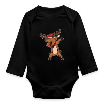 Rentier Rudolf Lustig Dabbing Weihnachten Geschenk - Baby Bio-Langarm-Body - Schwarz - Vorne