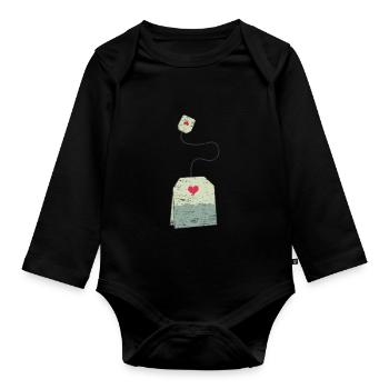 Sachet de thé cadeau bébé maman enceinte - Body Bébé bio manches longues - noir - Devant
