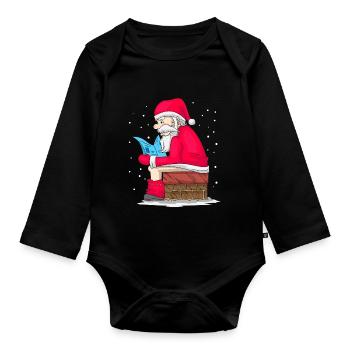 Santa Claus Christmas Santa Claus Poop - Organic Longsleeve Baby Bodysuit - black - Front