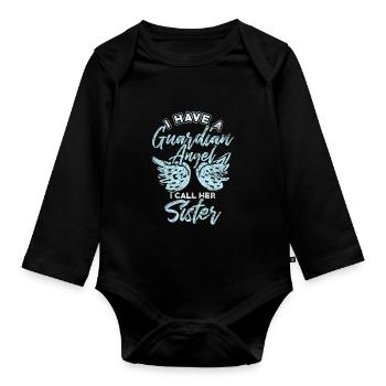 Sœur protectrice - Body Bébé bio manches longues - noir - Devant
