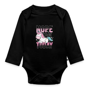 Nope Not Today Lazy Unicorn Licorne Étoiles - Body Bébé bio manches longues - noir - Devant
