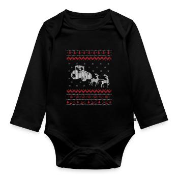 Ugly Christmas Farmer Christmas Gift - Organic Longsleeve Baby Bodysuit - black - Front