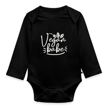 Vegan Babe cool végétarien santé relax - Body Bébé bio manches longues - noir - Devant