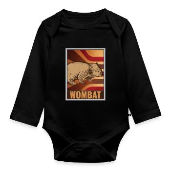 Affiche rétro Wombat - Body Bébé bio manches longues - noir - Devant