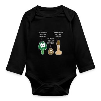 Awesome & Trendy Tshirt Designs Comparison game - Organic Longsleeve Baby Bodysuit - black - Front