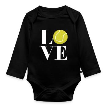 Love Tennis Ball joueur de tennis coeur - Body Bébé bio manches longues - noir - Devant