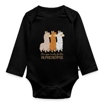 Alpaka Apokalypse - Die Lamas kommen - Baby Bio-Langarm-Body - Schwarz - Vorne