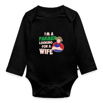Farmer est à la recherche d'une idée cadeau t-shirt femme - Body Bébé bio manches longues - noir - Devant