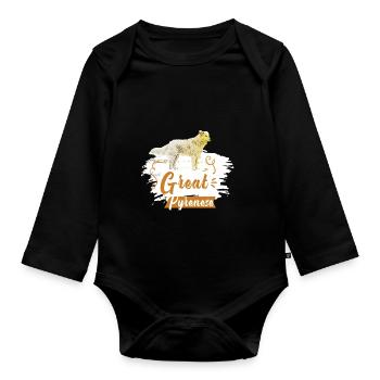 Great Pyrenees Pyrenees Dog Dog Dog - Organic Longsleeve Baby Bodysuit - black - Front