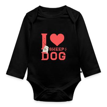I love Sheepdog - Maremmano Abruzzese - Organic Longsleeve Baby Bodysuit - black - Front