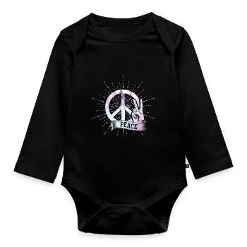peace - Baby Bio-Langarm-Body - Schwarz - Vorne