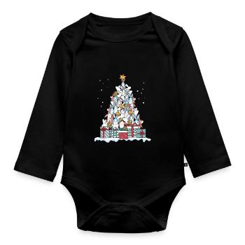 Cadeau carnique noël lapin lapin - Body Bébé bio manches longues - noir - Devant