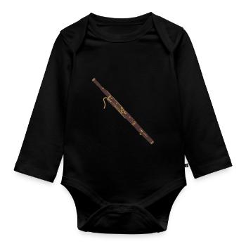Bassoon gift tones sounds music - Organic Longsleeve Baby Bodysuit - black - Front