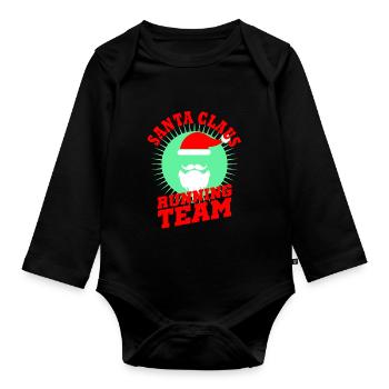 Santa Claus, die Team Christmas Runner Race laufen lässt - Baby Bio-Langarm-Body - Schwarz - Vorne