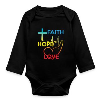 Croire l’espérance amour cadeau Eglise - Body Bébé bio manches longues - noir - Devant
