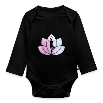 yoga - Body Bébé bio manches longues - noir - Devant