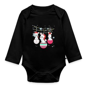 Hase Kaninchen Hasen Weihnachten Geschenk - Baby Bio-Langarm-Body - Schwarz - Vorne