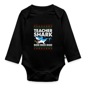 Teachershark hässliches Strickjackegeschenk - Baby Bio-Langarm-Body - Schwarz - Vorne