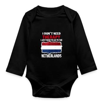 Netherlands - Organic Longsleeve Baby Bodysuit - black - Front