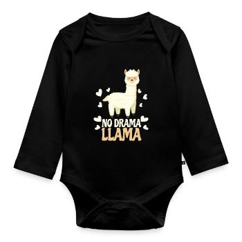 No Drama Lama Llama Geschenk - Baby Bio-Langarm-Body - Schwarz - Vorne