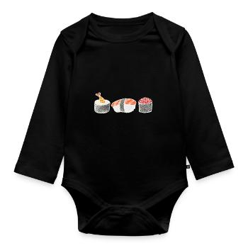 sushi - Organic Longsleeve Baby Bodysuit - black - Front