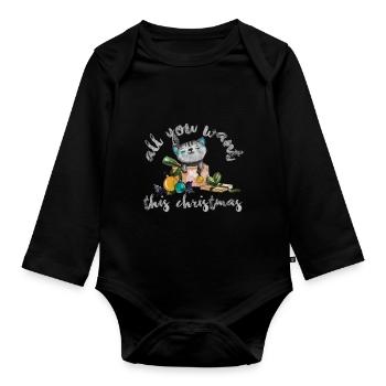 Cat Christmas Maine Coon Persian Animal Gift - Organic Longsleeve Baby Bodysuit - black - Front