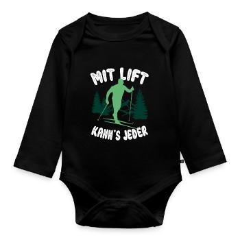 Witziges Langlauf Wintersport Loipe Ski Geschenk - Baby Bio-Langarm-Body - Schwarz - Vorne