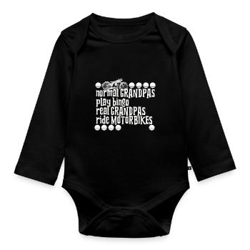 Normal Grandpas Play Bingo Real Grandpas Ride - Organic Longsleeve Baby Bodysuit - black - Front