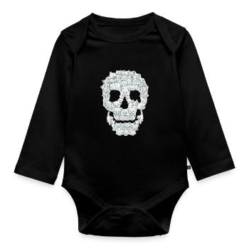 Skull cat cats skull - Organic Longsleeve Baby Bodysuit - black - Front