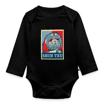Shih Tzu dog gift - Organic Longsleeve Baby Bodysuit - black - Front