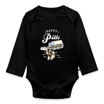 Shih Tzu dog owner pills medicine gift - Organic Longsleeve Baby Bodysuit - black - Front