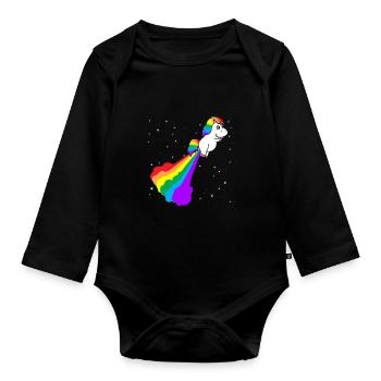 Unicorn Fart Gift for Unicorn Lovers - Organic Longsleeve Baby Bodysuit - black - Front