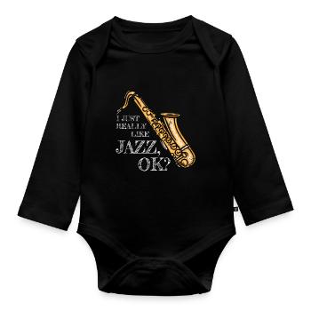 Jazz Saxophone - Body Bébé bio manches longues - noir - Devant