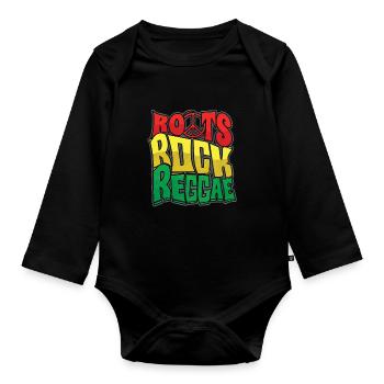 Roots reggae rock music - Organic Longsleeve Baby Bodysuit - black - Front