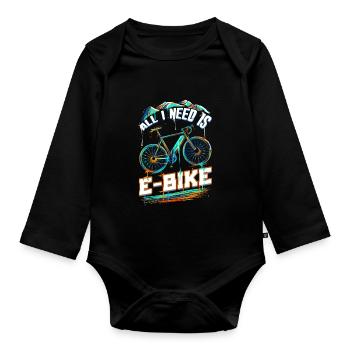 E-Bike E Bike - Baby Bio-Langarm-Body - Schwarz - Vorne