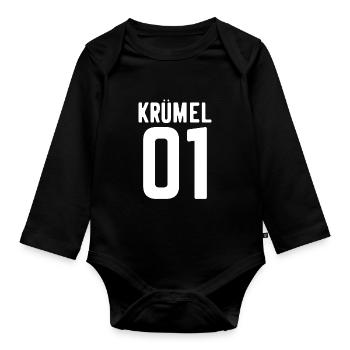 Krümel 01 Shirt Familien Partner Look Geschenk - Baby Bio-Langarm-Body - Schwarz - Vorne
