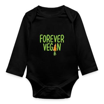 Vegan Geschenk Veganer liebe Tiere - Baby Bio-Langarm-Body - Schwarz - Vorne
