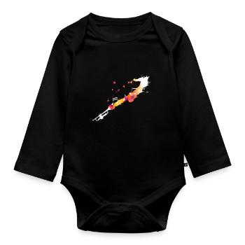 Trumpet with music notes - Organic Longsleeve Baby Bodysuit - black - Front