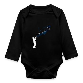 Trompeter Jazzmusik Weltraum - Baby Bio-Langarm-Body - Schwarz - Vorne