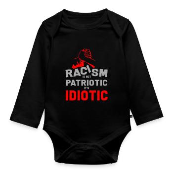 Anti-racism Anti Against Racism Nazis Right - Organic Longsleeve Baby Bodysuit - black - Front