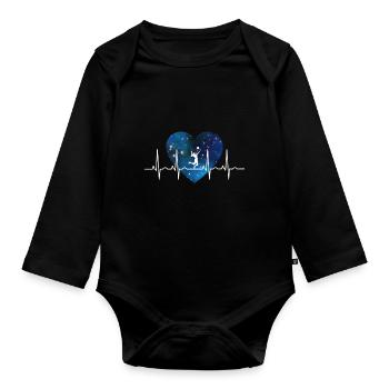 Volleyballerin Herzschlag - Baby Bio-Langarm-Body - Schwarz - Vorne