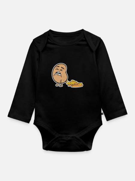 Regalo divertente delle patatine fritte delle patatine fritte - Body ecologico per neonato a manica lunga - nero