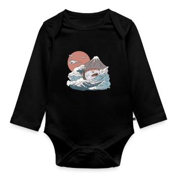 Anime Sushi Hai Haifisch Monster Japan Geschenk - Baby Bio-Langarm-Body - Schwarz - Vorne