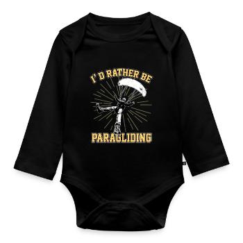 Paragliding paraglider - Organic Longsleeve Baby Bodysuit - black - Front