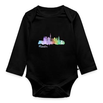 Skyline Munich Allemagne - Body Bébé bio manches longues - noir - Devant