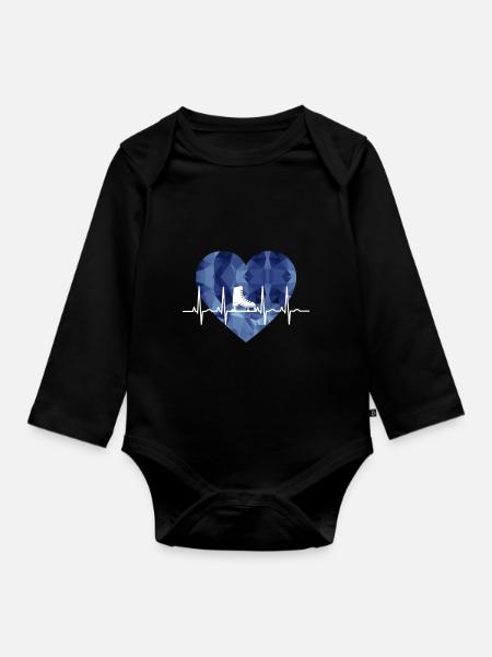 Schlittschuh Schlittschuhlaufen Eiskunstlauf - Baby Bio-Langarm-Body - Schwarz
