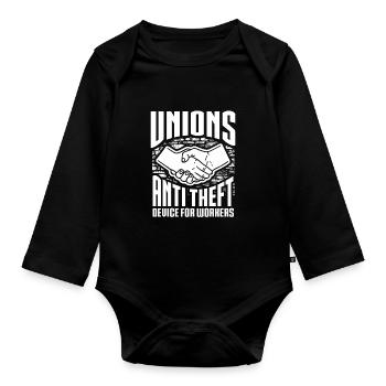 Syndicat Travail Fiers employés Union - Body Bébé bio manches longues - noir - Devant