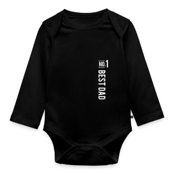 T-shirt Cadeau Père No 1 BEST DAD - Body Bébé bio manches longues - noir - Devant