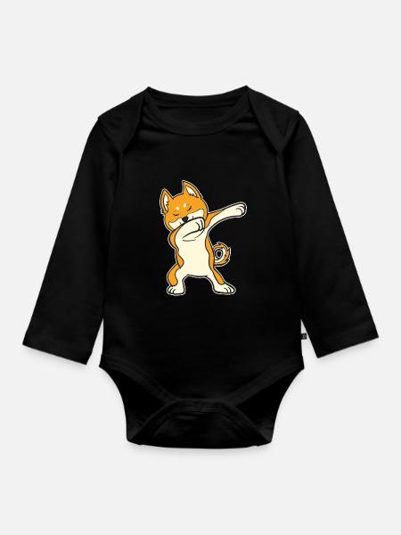 Shiba Inu Dog Dabbing Dabbin Funny Dance Gift - Body ecologico per neonato a manica lunga - nero
